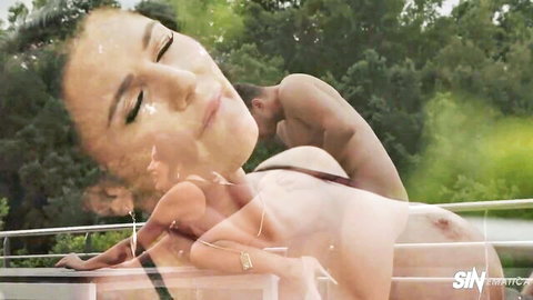 Ania Kinski big butt reverse cowgirl with ecstasy face, outdoor penetration