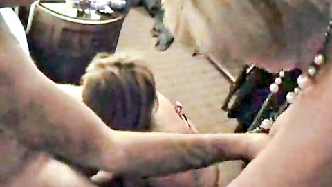 Curvy mature blonde in steamy threesome party action
