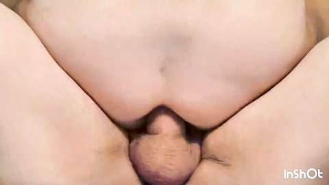 Close-up of mature woman receiving anal creampie from son-in-law