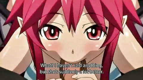 Blushing redhead hentai elf girl with surprised face closeup