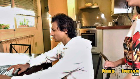 Niks Indian nubile sister teases XXL stepbro in kitchen, massive ass play coming