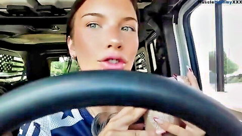 Muscle Mary driving sexy Jeep vlog at Miami Swim Week