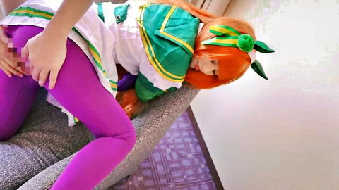 Silence Suzuka Uma Musume cosplay in sexy suggestive pose with purple stockings