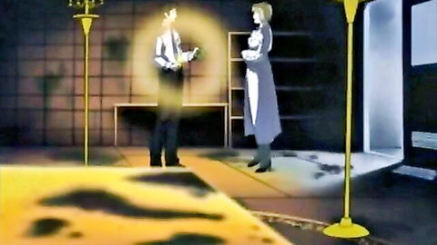 Anime scene of suited man and maid-dressed woman in glowing encounter - Horny Girl Hidden Dick Vol 2