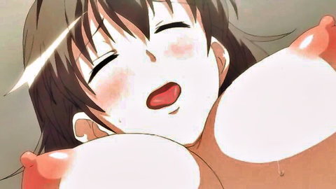 Blindfolded hentai mom with big tits, flushed face in incest sex scene
