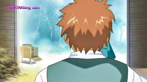 Animated busty duchess in green vest from behind by water in hentai