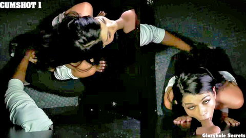 Harley Haze gloryhole blowjob cumshot on face