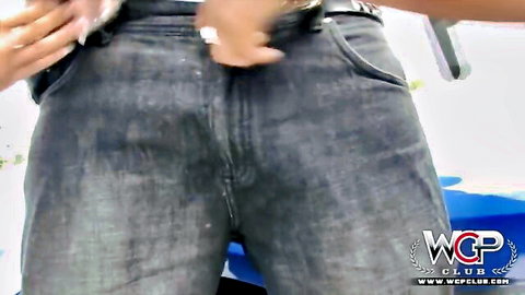 Ebony man's huge BBC partially exposed as manicured hand pulls down his open jeans