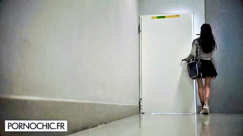 Bonnie Dolce in sexy schoolgirl uniform short skirt hallway tease