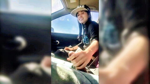 Alaska Zade gives lesbian handjob to friend in car