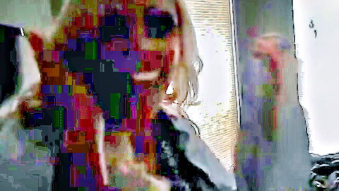 Seductive blonde mother in sunglasses, sultry close-up pose