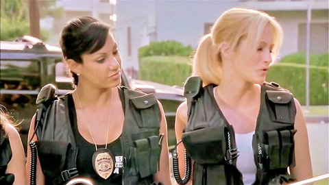 Devon Lee and friend in police uniforms for hot roleplay