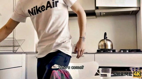 Mature lady teased by guy in kitchen, SHAME4K HD adult video thumbnail