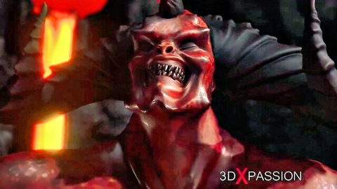 Fierce red demon snarling in 3DXPassion 3D porn scene