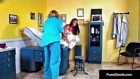 Puma Swede in nurse outfit examines Nicole Aniston's wet pussy