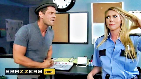 Blonde cop Brynn Tyler seduces in tight uniform roleplay scene