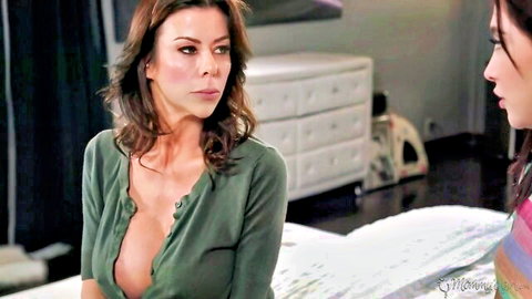 Alexis Fawx and Jane Wilde teasing in green sweater and colorful top