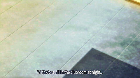 Aki Sora hentai scene with Sora in clubroom at night