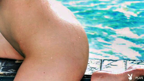 Lareina Tay's curvy ass by the pool in Leather and Lace