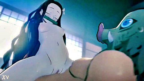 Nezuko nude with Inosuke in intense hentai penetration scene