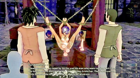 Ricca suspended naked and bound by men in uncensored 3D hentai game