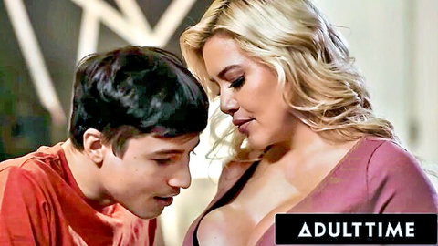 Caitlin Bell hot blonde MILF teases stepson with big tits in Adult Time