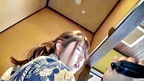 Japanese woman in yukata fingered bottomless during orgy, filming