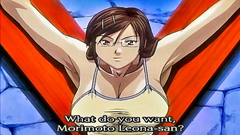 Bound Asian anime woman in yellow bikini with glasses, arms raised