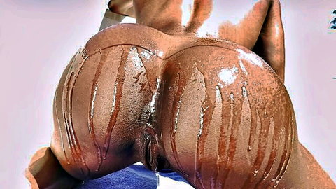 Kinsley Karter oiled big black ass close-up view