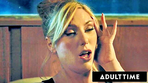 Blonde Hazel Grace in seductive femdom pose, Adult Time studio