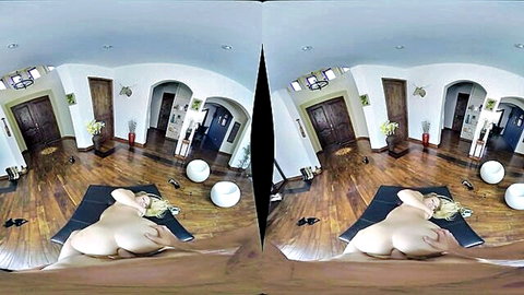 Blonde with big ass lying nude on floor in teasing VR anal pose