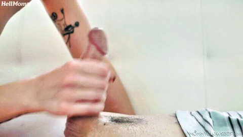 Skinny MILF Victoria Sunshine hand stroking young cock POV