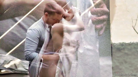 Aliya Brynn in steamy wet embrace from behind, Passion HD