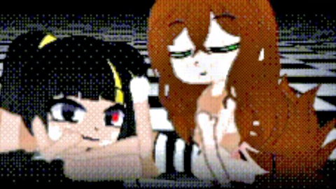 Annie Charlotte in emotional anime girl embrace, teary lesbian moment