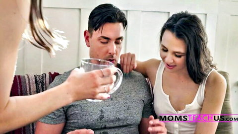 Lexi Luna in intimate threesome with man and woman, pregnancy fantasy