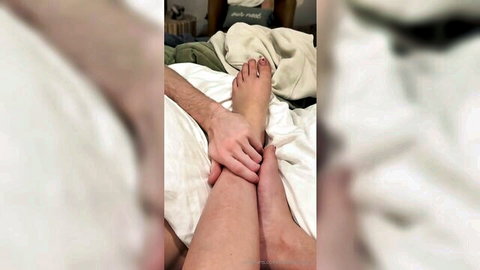Camilla Araujo's legs held by man after bath, teasing cowgirl tease