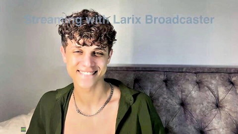 Curly-haired French model Christian_sine smiling in open green shirt