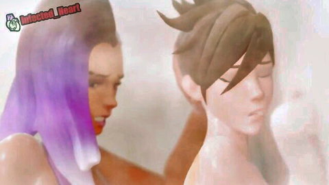 Futa Sombra dominating Tracer's ass in Overwatch hentai scene