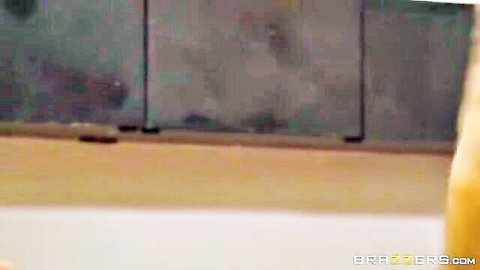 Blonde with big tits fucked hard on floor and table
