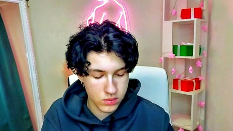 Young Russian guy Sky Mark in hoodie for dirty talk JOI humiliation cam show