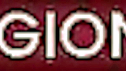 Pixelated white GROK logo glowing on dark red background