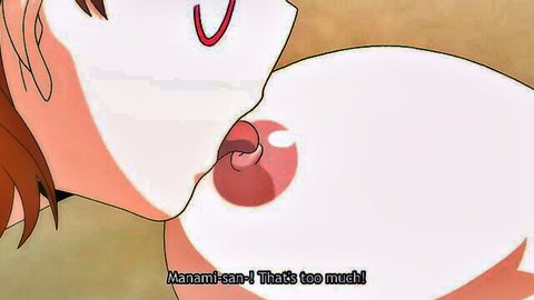 Hentai babe Manami licks huge tits in steamy beach harem scene