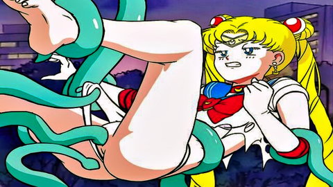 Sailor Moon blonde hentai heroine bound and penetrated by tentacles