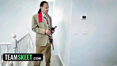 Horny stepdad in suit confesses dreams to babysitter
