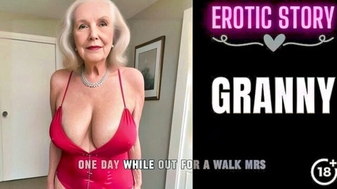 Busty granny in tight red dress showing massive cleavage tits erotic story
