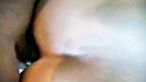 Skinny girl's shaved wet pussy and tight asshole penetrated by thick black dildo closeup