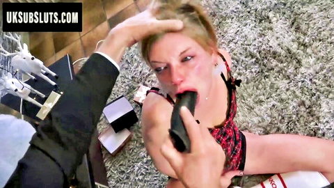 Blonde Lotte deepthroats Pascal White's massive cock in rough BDSM scene