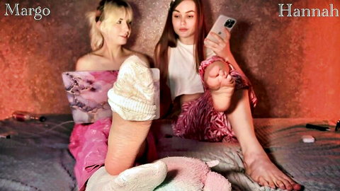 Divine Hannah and Margo tease with feet in Chaturbate findom session