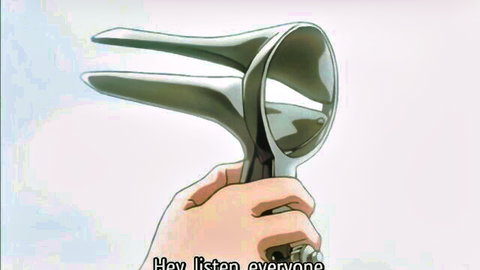 Hentai short-haired teen slut in rough gangbang with speculum fetish