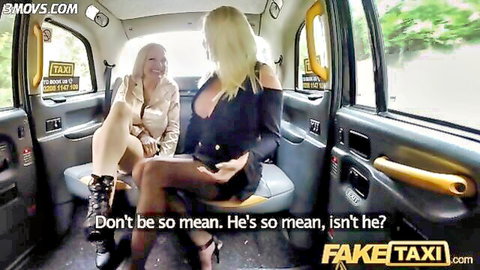 Michelle Thorne and busty blonde in Fake Taxi threesome tease, 60 chars